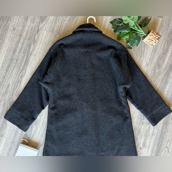Eileen Fisher 100% boiled wool button front winter coat in charcoal. Size S - Picture 7 of 13